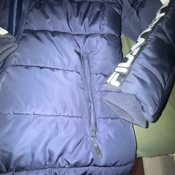 Fila Puffer Coat With Fur Hood|Midnight Navy Blue - Picture 6 of 8